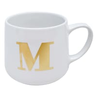 White & Gold Monogram Mug, M