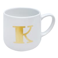 White & Gold Monogram Mug, K