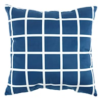Khalini Navy Blue Check Throw Pillow, 18"