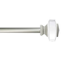 Tyson 3/4" Clear Nickel Square Curtain Rod, 28-48"