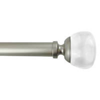 Preston 1" Clear & Silver Round Curtain Rod, 72-120"