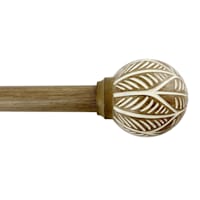 1" Wood Finish Etched Globe Curtain Rod, 72-120"