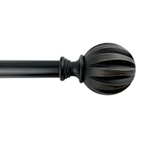 1" Black Flute Ball Curtain Rod, 72-120"