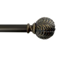 1" Bronze Etched Leaf Ball Curtain Rod, 18-36"