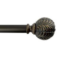 1" Bronze Etched Leaf Ball Curtain Rod, 72-120"