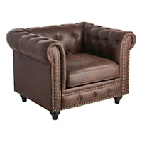 Providence Chesterfield Brown Faux Leather Tufted Accent Chair
