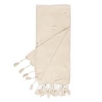 Honeybloom Neutral Cotton Throw Blanket with Tassels, 50x60