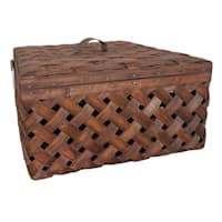 Honeybloom Chipwood Rectangle Storage Basket with Lid, Large