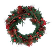 Red Glittered Ornament Vine Wreath, 30"