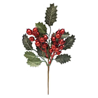 Red Berries & Holly Leaf Pick, 12"