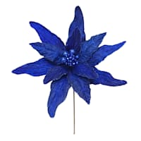 Blue Poinsettia Stem, 25"