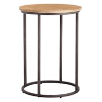 Honeybloom Quin Wooden Top with Metal Cage Accent Table