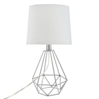 Silver Metal Wire Small Table Lamp with Shade, 17"
