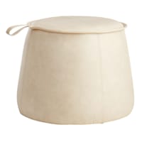 Crosby St. Rowan Cream Faux Leather Round Ottoman