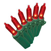 100-Count Red LED Mini String Lights with Green Wire
