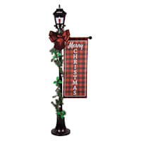 Homespun Holiday Pre-Lit Merry Christmas Lamp Post, 6'