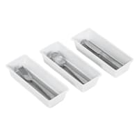 Set of 3 White Narrow Drawer Organizer, Medium