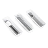 Set of 3 White Narrow Drawer Organizers, Large