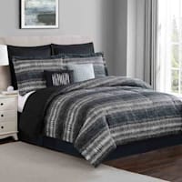 8-Piece Black Striped Essential Comforter Set, Queen