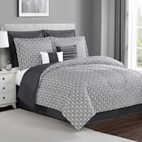 8-Piece Sophie Grey Striped Essential Comforter Set, Full