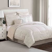 8-Piece Jenna Natural Lattice Print Essential Comforter Set, Queen