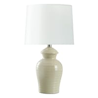 Tan Urn Lamp with Shade, 14.5"