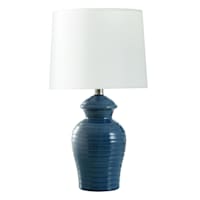 Blue Urn Ceramic Accent Lamp with Shade, 14.5"