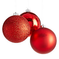 3-Count Red Mix Shatterproof Ornaments