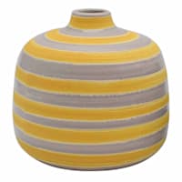 Ty Pennington Yellow & Grey Stripe Ceramic Vase, 5"