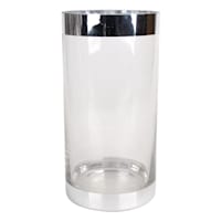 Laila Ali Glass Vase with Silver Rim, 7.5"