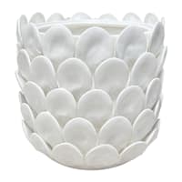 Tracey Boyd Ivory Ceramic Capiz Scalloped Vase, 8"