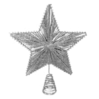 Silver Glittered Star Tree Topper, 10"