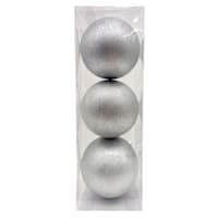 3-Count Silver Glittered Shatterproof Ornaments