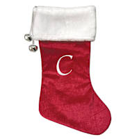 Red Velvet Monogram Stocking, C