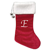 20" Red Velvet Monogram Stocking, E
