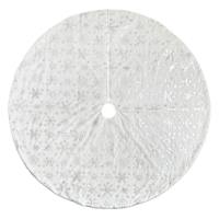 White & Grey Snowflake Velvet Tree Skirt, 48"