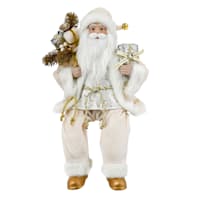 White & Gold Santa Shelf Sitter, 13"