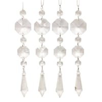 Silver 4-Piece White Icicle Dangle Ornaments