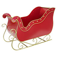Homespun Holiday Red Metal Sleigh Basket, 27"