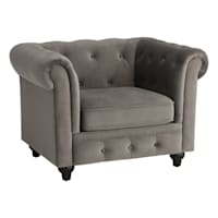 Providence Chesterfield Tufted Accent Chair, Grey Velvet