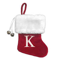 Mini Red Faux Fur Monogram Stocking, K