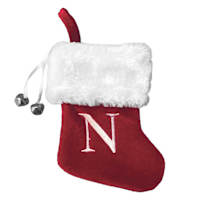 Mini Red Faux Fur Monogram Stocking, N