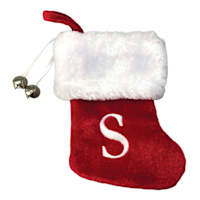 Mini Red Faux Fur Monogram Stocking, S