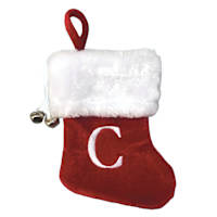 7" Mini Red Faux Fur Monogram Stocking, C