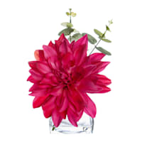 Pink Dahlia & Eucalyptus in Glass Vase, 10"