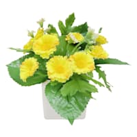 Yellow Daisies in White Ceramic Pot, 7"