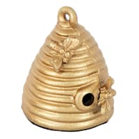 Honeybloom Gold Metal Beehive Figurine, 4.8"