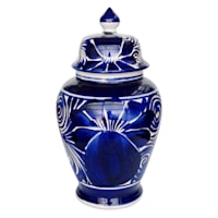 Tracey Boyd Blue Talavera Ginger Jar, 13.5"