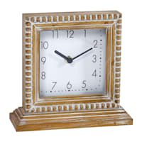 Beaded Square Wooden Clock, 8x7.5