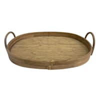 Natural Wooden Decorative Tray with Loop Handles, 15"